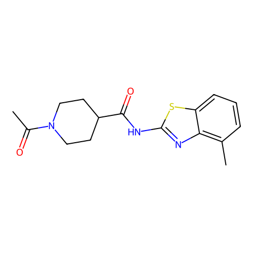 1-acetyl-N-(4-methyl-1,3-benzothiazol-2-yl)piperidine-4-carboxamide structure
