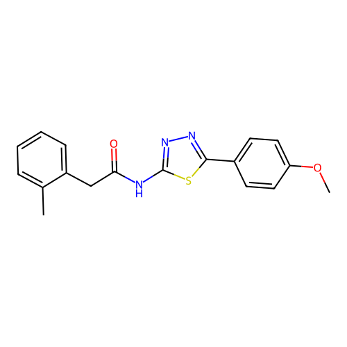 N-[5-(4-methoxyphenyl)-1,3,4-thiadiazol-2-yl]-2-(2-methylphenyl)acetamide structure