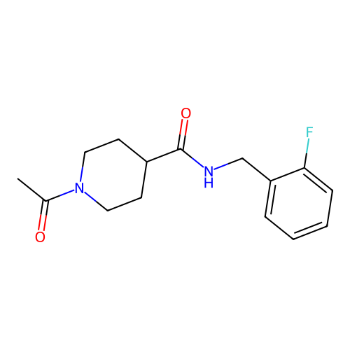 1-acetyl-N-[(2-fluorophenyl)methyl]piperidine-4-carboxamide structure