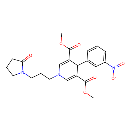 Dimethyl 4-(3-nitrophenyl)-1-[3-(2-oxopyrrolidin-1-yl)propyl]-4H-pyridine-3,5-dicarboxylate structure