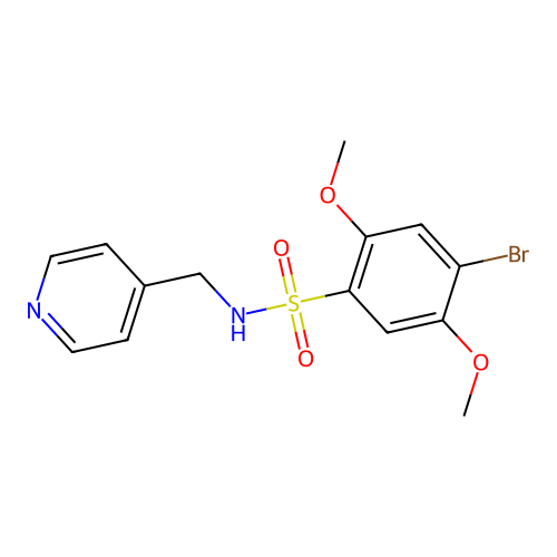 4-bromo-2,5-dimethoxy-N-(pyridin-4-ylmethyl)benzenesulfonamide structure