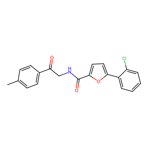 5-(2-chlorophenyl)-N-[2-(4-methylphenyl)-2-oxoethyl]furan-2-carboxamide structure