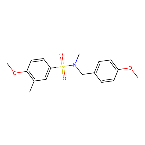 4-methoxy-N-[(4-methoxyphenyl)methyl]-N,3-dimethylbenzenesulfonamide structure
