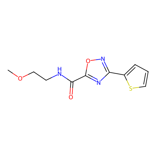 N-(2-methoxyethyl)-3-thiophen-2-yl-1,2,4-oxadiazole-5-carboxamide structure
