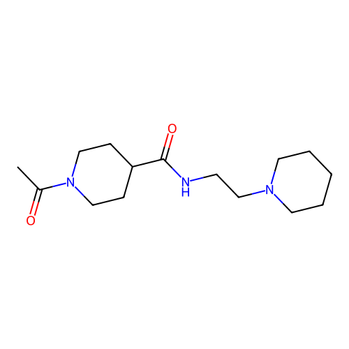 1-acetyl-N-(2-piperidin-1-ylethyl)piperidine-4-carboxamide structure