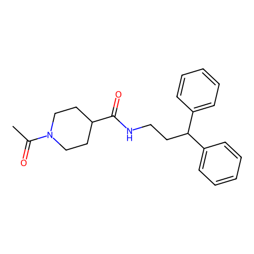 1-acetyl-N-(3,3-diphenylpropyl)piperidine-4-carboxamide structure