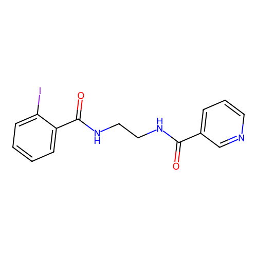 N-[2-[(2-iodobenzoyl)amino]ethyl]pyridine-3-carboxamide structure