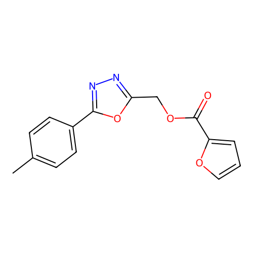 [5-(4-Methylphenyl)-1,3,4-oxadiazol-2-yl]methyl furan-2-carboxylate structure