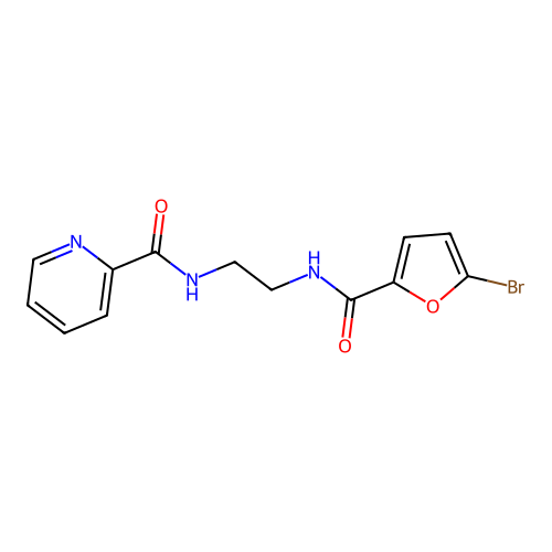 N-{2-[(5-bromo-2-furoyl)amino]ethyl}-2-pyridinecarboxamide structure