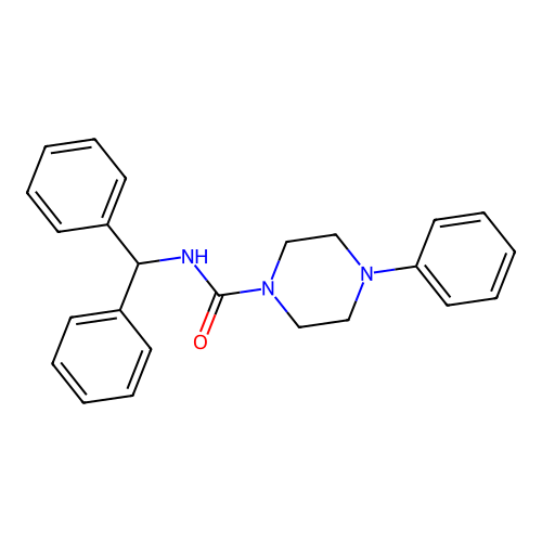 N-benzhydryl-4-phenylpiperazine-1-carboxamide structure