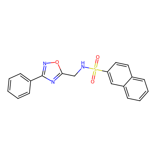N-[(3-phenyl-1,2,4-oxadiazol-5-yl)methyl]naphthalene-2-sulfonamide structure