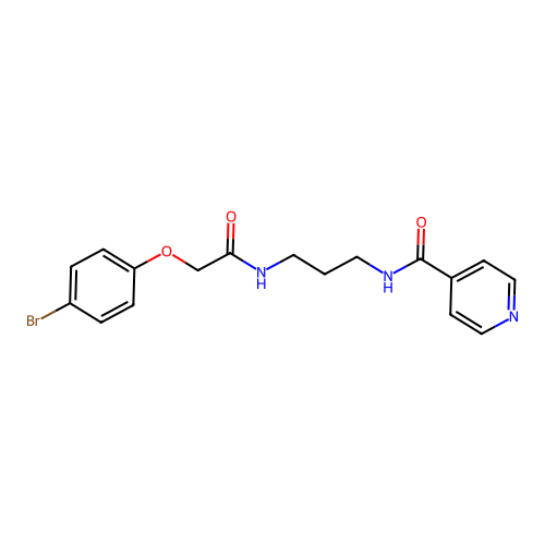 N-(3-{[(4-bromophenoxy)acetyl]amino}propyl)pyridine-4-carboxamide structure