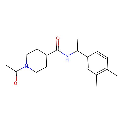 1-acetyl-N-[1-(3,4-dimethylphenyl)ethyl]piperidine-4-carboxamide structure
