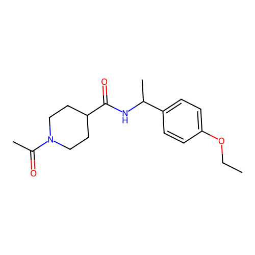 1-acetyl-N-[1-(4-ethoxyphenyl)ethyl]piperidine-4-carboxamide structure