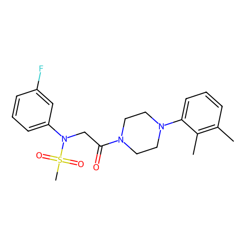 N-[2-[4-(2,3-dimethylphenyl)piperazin-1-yl]-2-oxoethyl]-N-(3-fluorophenyl)methanesulfonamide structure