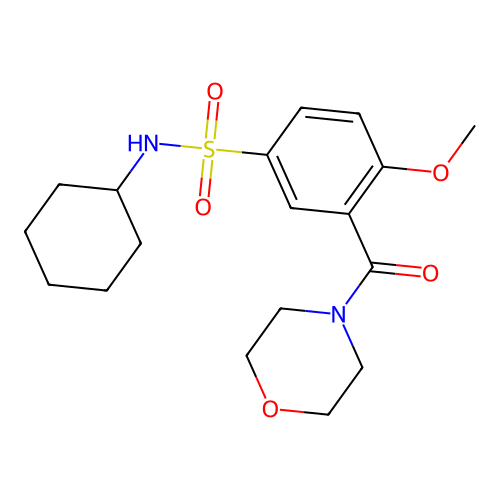 N-cyclohexyl-4-methoxy-3-(morpholine-4-carbonyl)benzenesulfonamide structure
