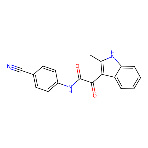 N-(4-cyanophenyl)-2-(2-methyl-1H-indol-3-yl)-2-oxoacetamide structure