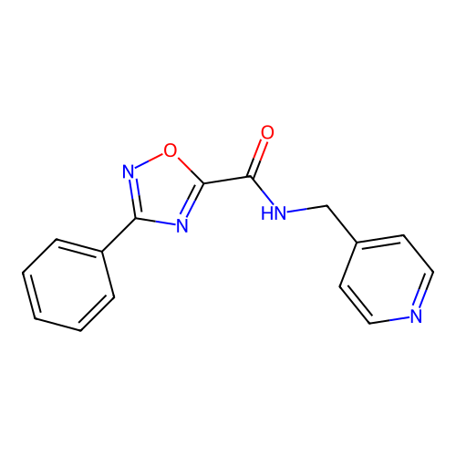 3-phenyl-N-(pyridin-4-ylmethyl)-1,2,4-oxadiazole-5-carboxamide structure