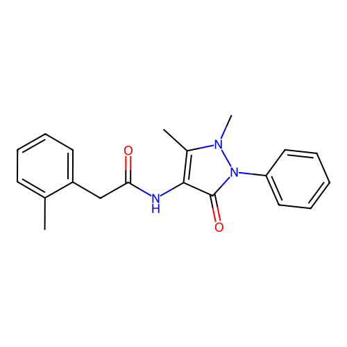 N-(1,5-dimethyl-3-oxo-2-phenylpyrazol-4-yl)-2-(2-methylphenyl)acetamide structure