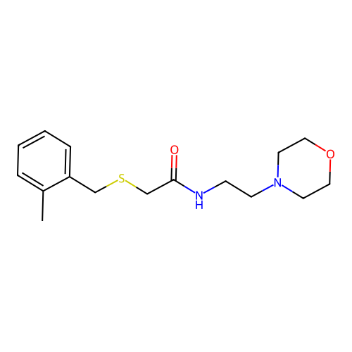 2-[(2-methylphenyl)methylsulfanyl]-N-(2-morpholin-4-ylethyl)acetamide structure