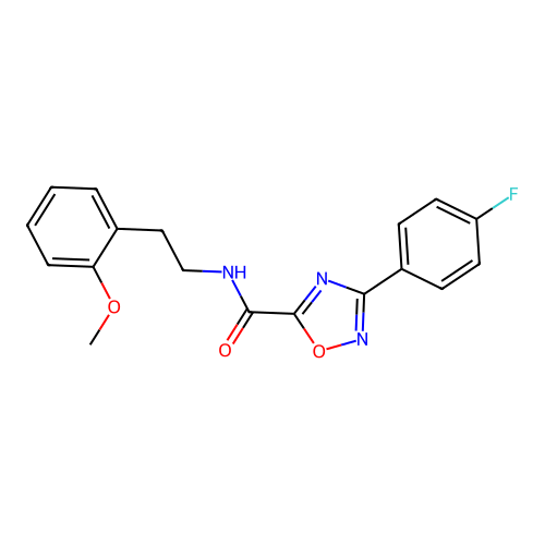 3-(4-fluorophenyl)-N-[2-(2-methoxyphenyl)ethyl]-1,2,4-oxadiazole-5-carboxamide structure