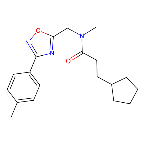 3-cyclopentyl-N-methyl-N-[[3-(4-methylphenyl)-1,2,4-oxadiazol-5-yl]methyl]propanamide structure