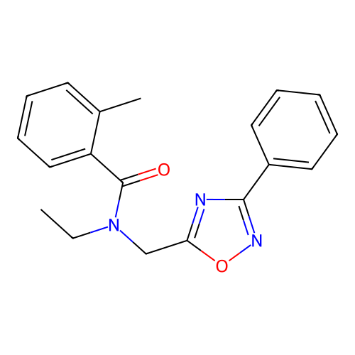 N-ethyl-2-methyl-N-[(3-phenyl-1,2,4-oxadiazol-5-yl)methyl]benzamide structure