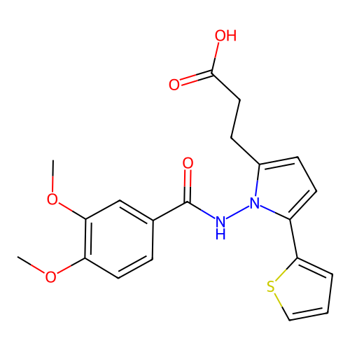 3-[1-{[(3,4-dimethoxyphenyl)carbonyl]amino}-5-(thiophen-2-yl)-1H-pyrrol-2-yl]propanoic acid structure
