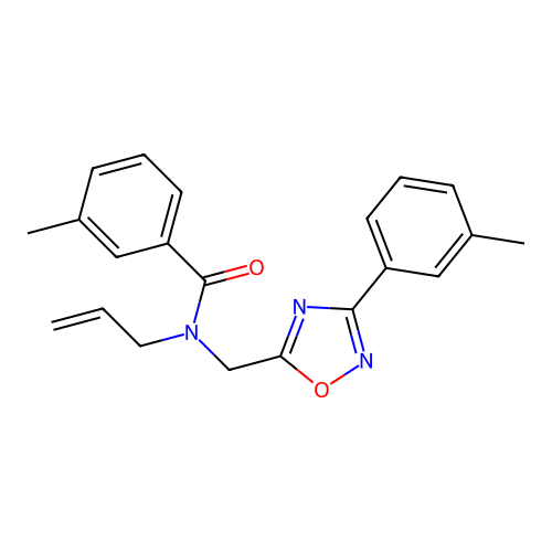 3-methyl-N-[[3-(3-methylphenyl)-1,2,4-oxadiazol-5-yl]methyl]-N-prop-2-enylbenzamide structure