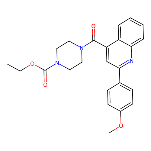 Ethyl 4-[2-(4-methoxyphenyl)quinoline-4-carbonyl]piperazine-1-carboxylate structure