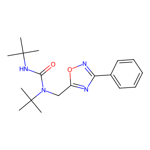 1,3-Ditert-butyl-1-[(3-phenyl-1,2,4-oxadiazol-5-yl)methyl]urea structure