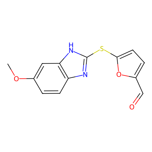 5-(5-methoxy-1H-benzimidazol-2-ylsulfanyl)-furan-2-carbaldehyde structure