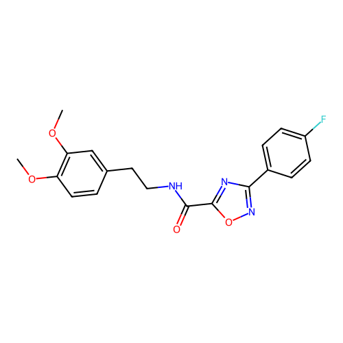 N-[2-(3,4-dimethoxyphenyl)ethyl]-3-(4-fluorophenyl)-1,2,4-oxadiazole-5-carboxamide structure