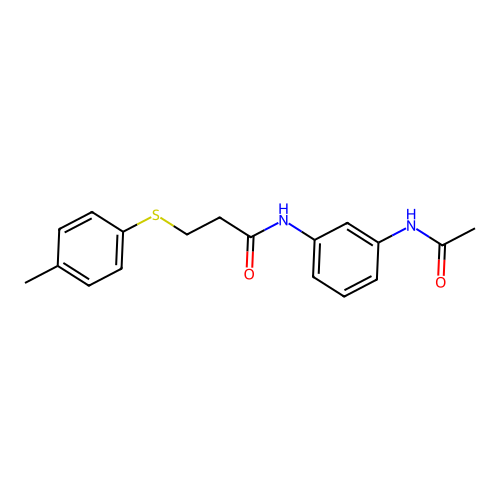 N-(3-acetamidophenyl)-3-(4-methylphenyl)sulfanylpropanamide structure