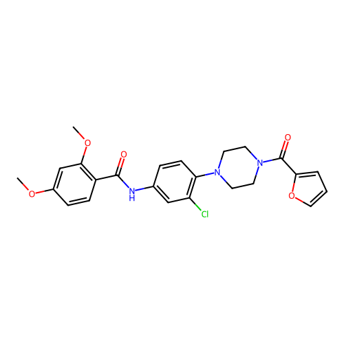 N-[3-chloro-4-[4-(furan-2-carbonyl)piperazin-1-yl]phenyl]-2,4-dimethoxybenzamide structure