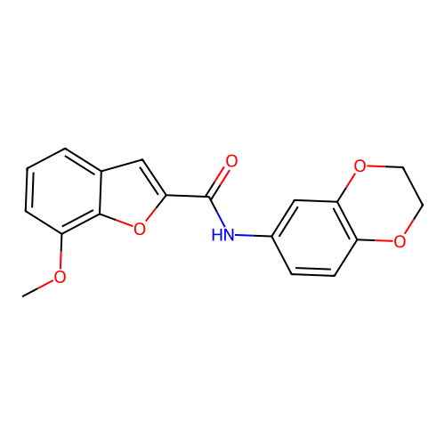 N-(2,3-dihydro-1,4-benzodioxin-6-yl)-7-methoxy-1-benzofuran-2-carboxamide structure