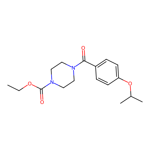Ethyl 4-{[4-(propan-2-yloxy)phenyl]carbonyl}piperazine-1-carboxylate structure