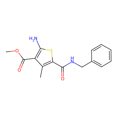 Methyl 2-amino-5-(benzylcarbamoyl)-4-methylthiophene-3-carboxylate structure