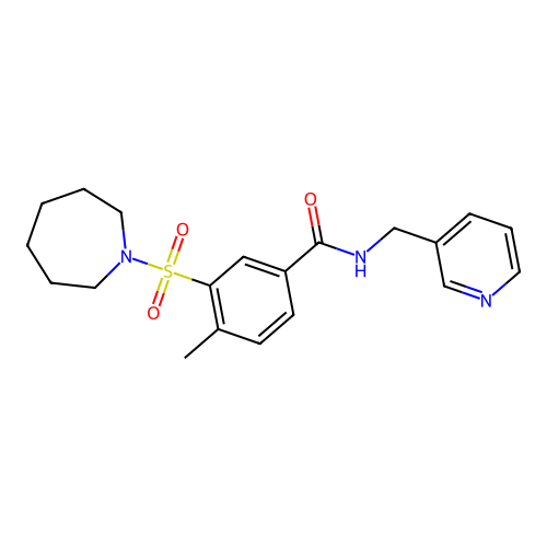 3-(azepan-1-ylsulfonyl)-4-methyl-N-(pyridin-3-ylmethyl)benzamide structure
