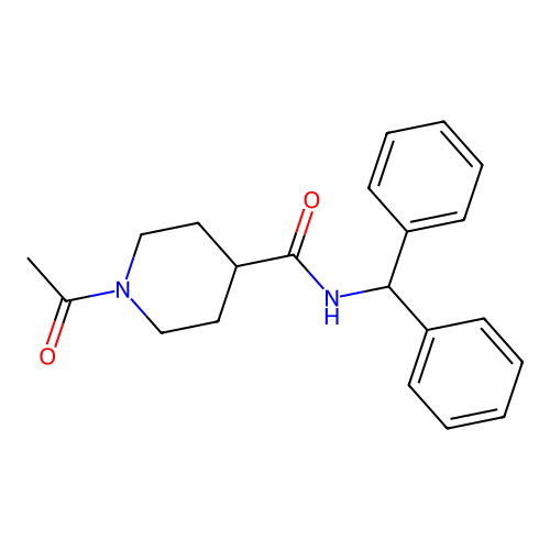 1-acetyl-N-benzhydrylpiperidine-4-carboxamide structure