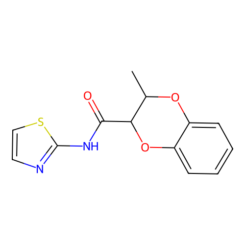 2-methyl-N-(1,3-thiazol-2-yl)-2,3-dihydro-1,4-benzodioxine-3-carboxamide structure