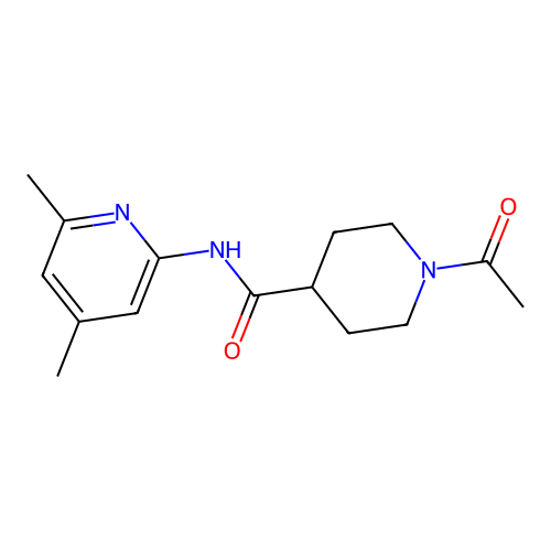 1-acetyl-N-(4,6-dimethylpyridin-2-yl)piperidine-4-carboxamide structure