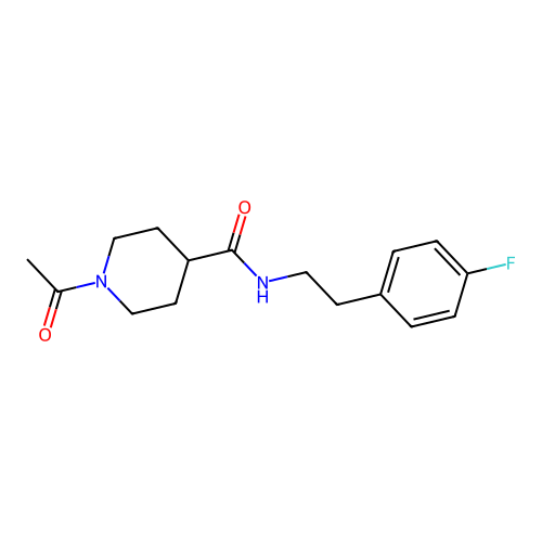 1-acetyl-N-[2-(4-fluorophenyl)ethyl]piperidine-4-carboxamide structure