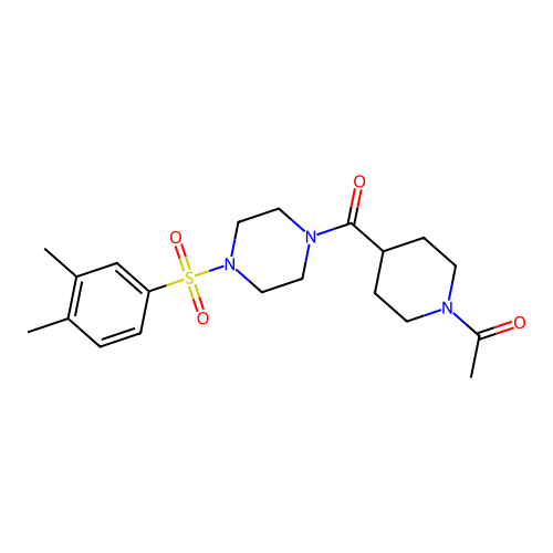 1-[4-[4-(3,4-dimethylphenyl)sulfonylpiperazine-1-carbonyl]piperidin-1-yl]ethanone structure