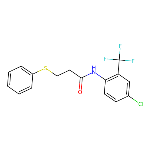 N-[4-chloro-2-(trifluoromethyl)phenyl]-3-phenylsulfanylpropanamide structure