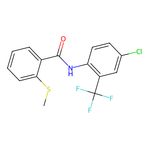 N-[4-chloro-2-(trifluoromethyl)phenyl]-2-methylsulfanylbenzamide structure