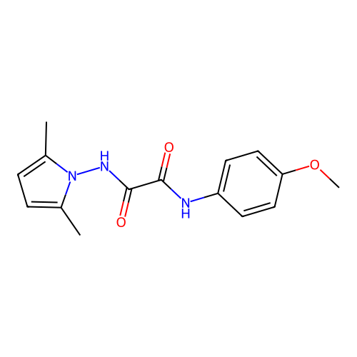 N'-(2,5-dimethylpyrrol-1-yl)-N-(4-methoxyphenyl)oxamide structure