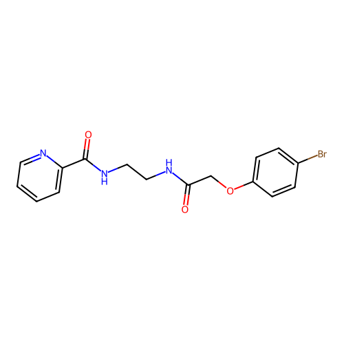 N-(2-{[(4-bromophenoxy)acetyl]amino}ethyl)pyridine-2-carboxamide structure