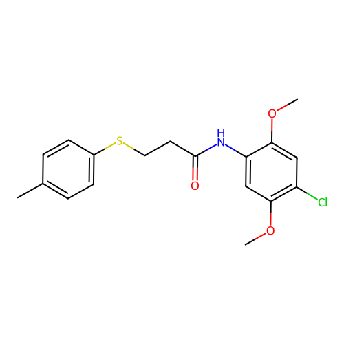 N-(4-chloro-2,5-dimethoxyphenyl)-3-(4-methylphenyl)sulfanylpropanamide structure