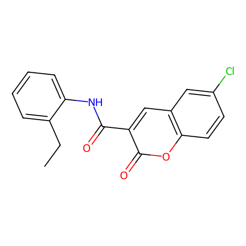 6-chloro-N-(2-ethylphenyl)-2-oxochromene-3-carboxamide structure